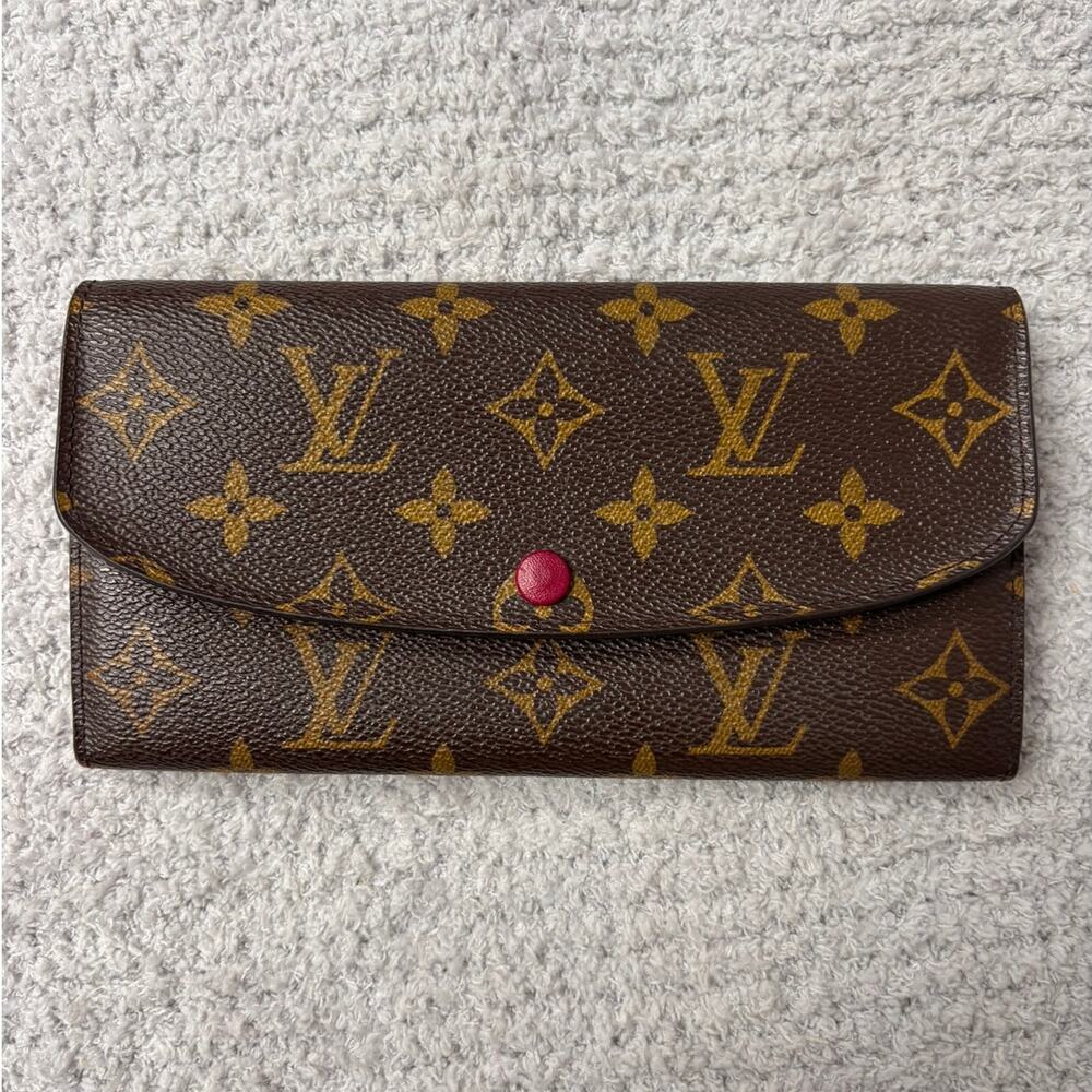 Louis Vuitton Brown Monogramed Leather Emilie Flap Wallet #81986
